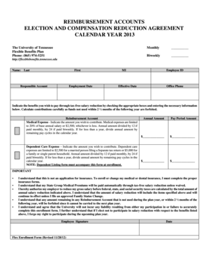 Reimbursement Accounts Election and Compensation Reduction Agreement