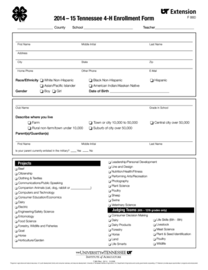 Tennessee 4-H Enrollment Form