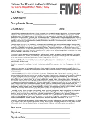 Adult Consent and Medical Release Form