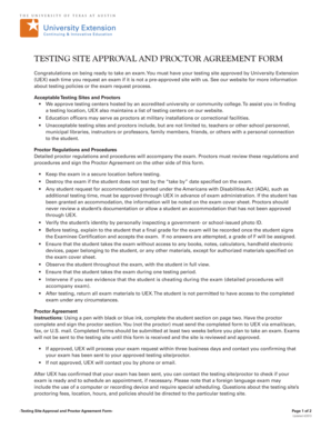 Testing Site Approval and Proctor Agreement Form