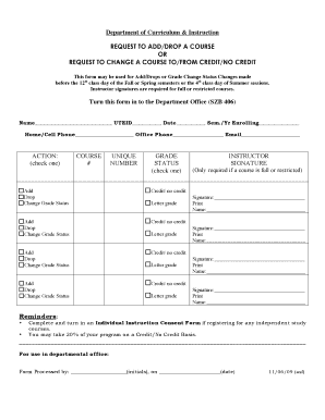 Course Add/Drop Request Form
