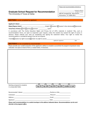 Graduate School Recommendation Form