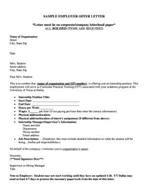 Sample employer acceptance letter for - The University of Texas at ... - jindal utdallas