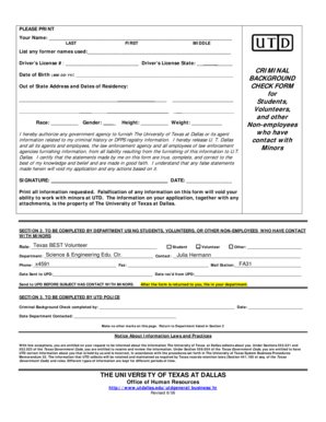 Criminal Background Check Form