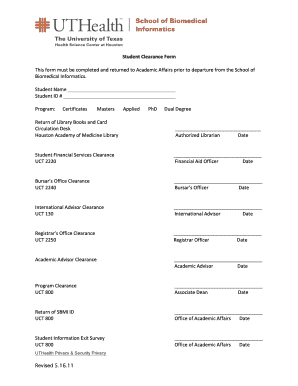 Student Clearance Form
