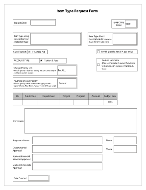 Financial Aid Request Form