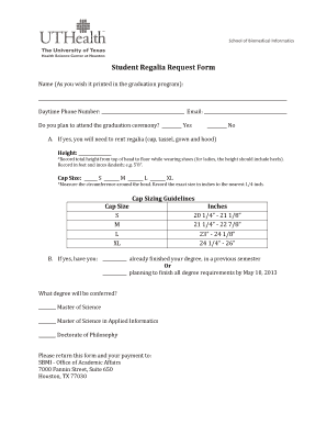 Student Regalia Request Form - uthouston