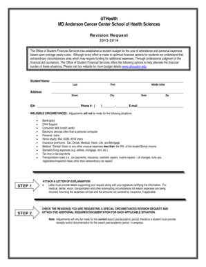 UTHealth Special Circumstances Revision Request