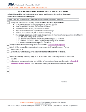 Health Insurance Waiver Application