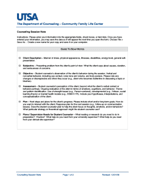 Counseling Session Note Form