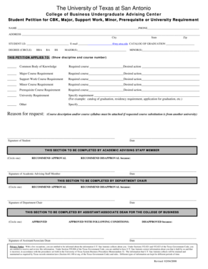 Student Petition for CBK Major Requirement