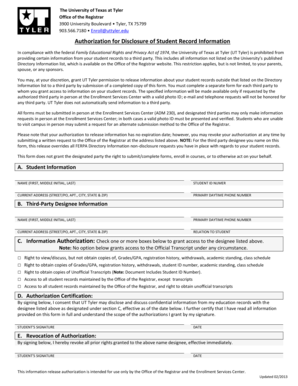 Authorization for Disclosure of Student Record Information