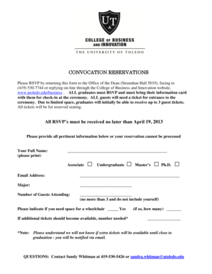 University Convocation Reservations Form