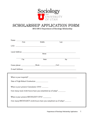 Gpa sheet - Sociology Departmental Scholarships Application Form