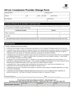 401(a) Investment Provider Change Form
