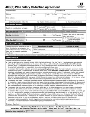 University of Utah 403(b) Salary Reduction Agreement