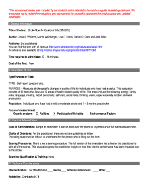 Stroke Specific Quality of Life Assessment