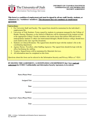University of Utah Confidentiality Agreement