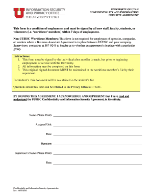 University of Utah Confidentiality Agreement