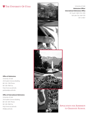 University of Utah Graduate School Application