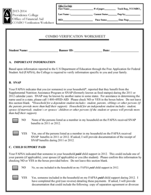 COMBO Verification Worksheet