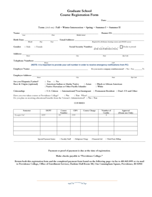 Graduate School Course Registration Form