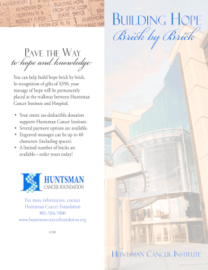 Huntsman Cancer Foundation Brick Order Form