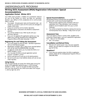 University of Washington WSA Registration Form