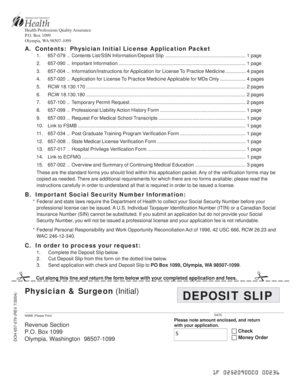 Washington Physician Initial License Application