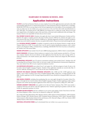 Harvard Summer School 2001 Application Form