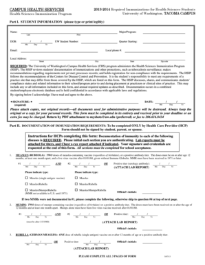 Health Sciences Immunization Form