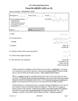 Form 90-AIR/ED Alcohol Interview Record