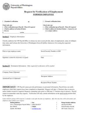 Request for Verification of Employment