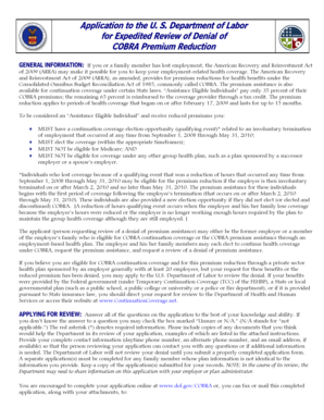 COBRA Premium Reduction Review Application
