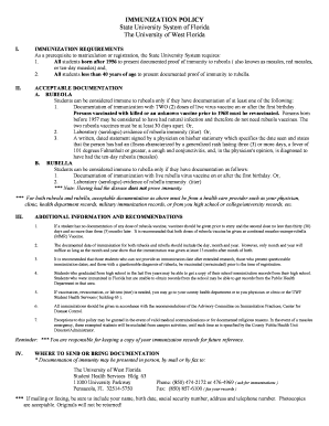 University of West Florida Immunization Policy