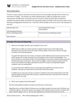 Budget Review Narrative Form