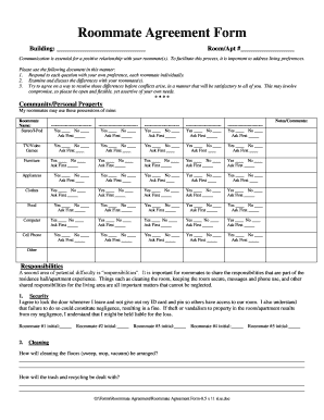 Roommate Agreement Form