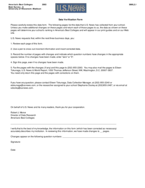 University of Wisconsin-Madison Data Verification Form