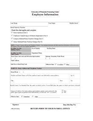 University of Wisconsin Employee Information Form