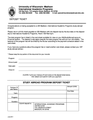 UW Madison Study Abroad Deposit Ticket
