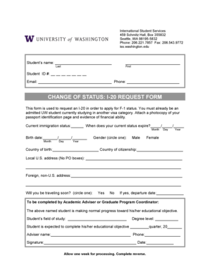 Change of Status I-20 Request Form