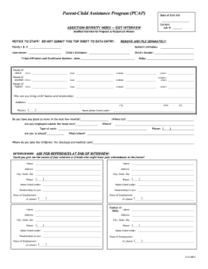 Parent-Child Assistance Program Exit Interview Form