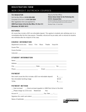 Non-Credit Outreach Course Registration Form