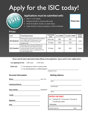 ISIC Card Application Form