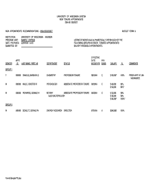 Sample form - Madison Budget Office - University of Wisconsin ... - mbo wisc