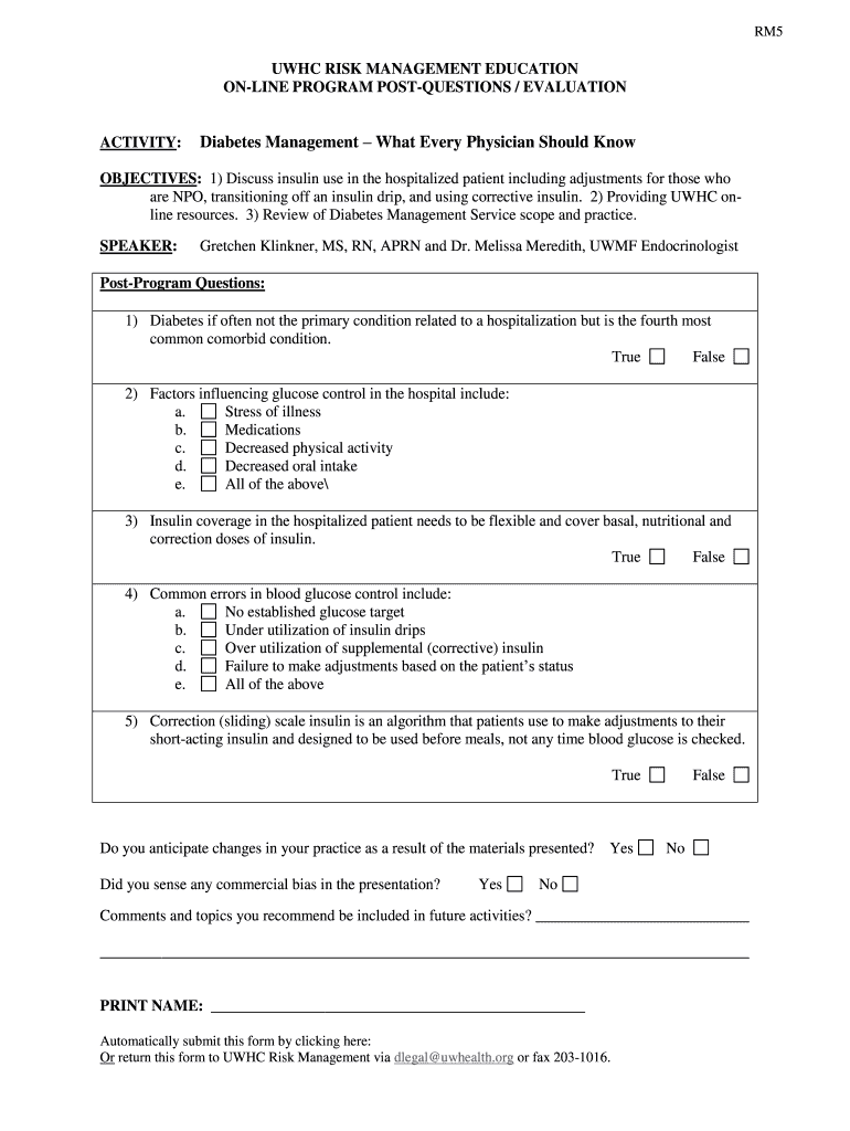 Diabetes Management - What Physicians Should Know 10-4- 2007 Preview on Page 1