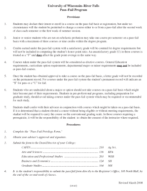 University of Wisconsin Pass-Fail Privilege Form