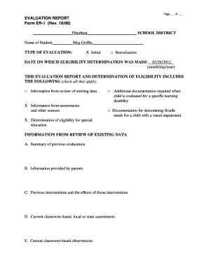 Evaluation Report Form ER-1