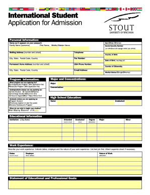 International Student Application for Admission