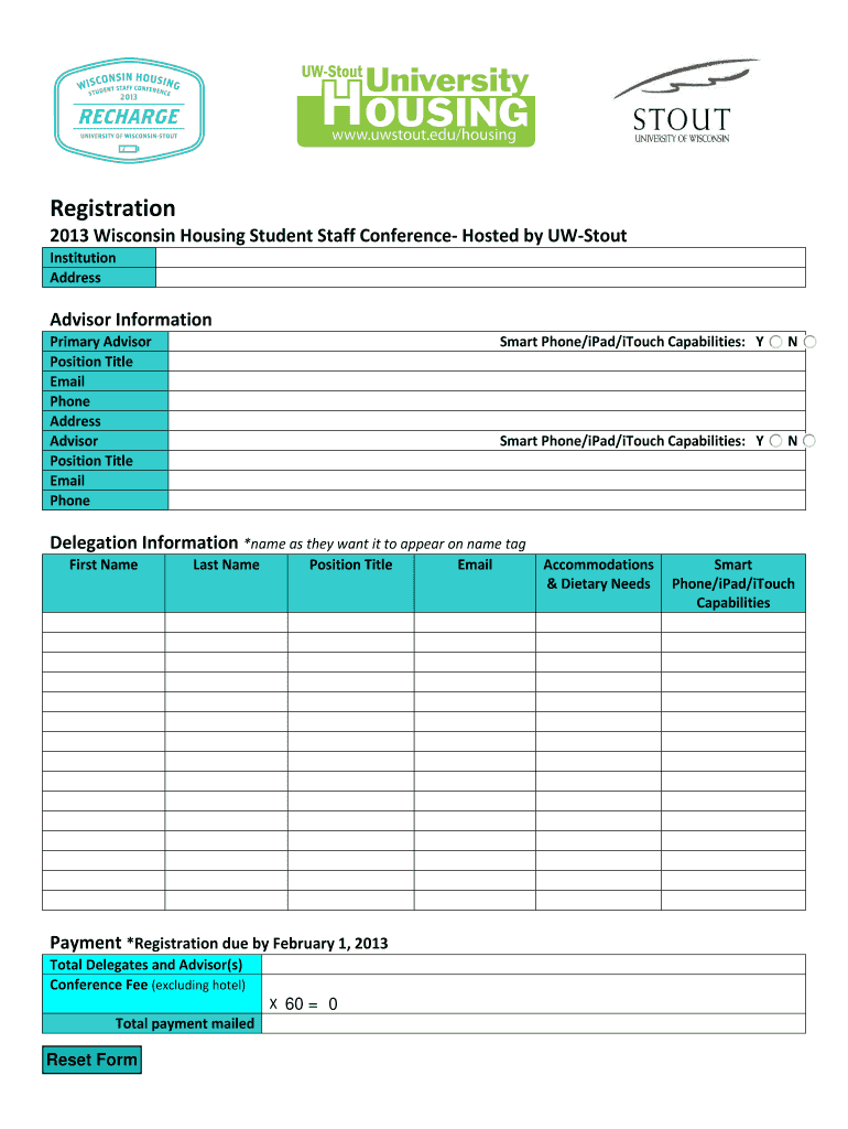 Registration - University of Wisconsin-Stout Preview on Page 1